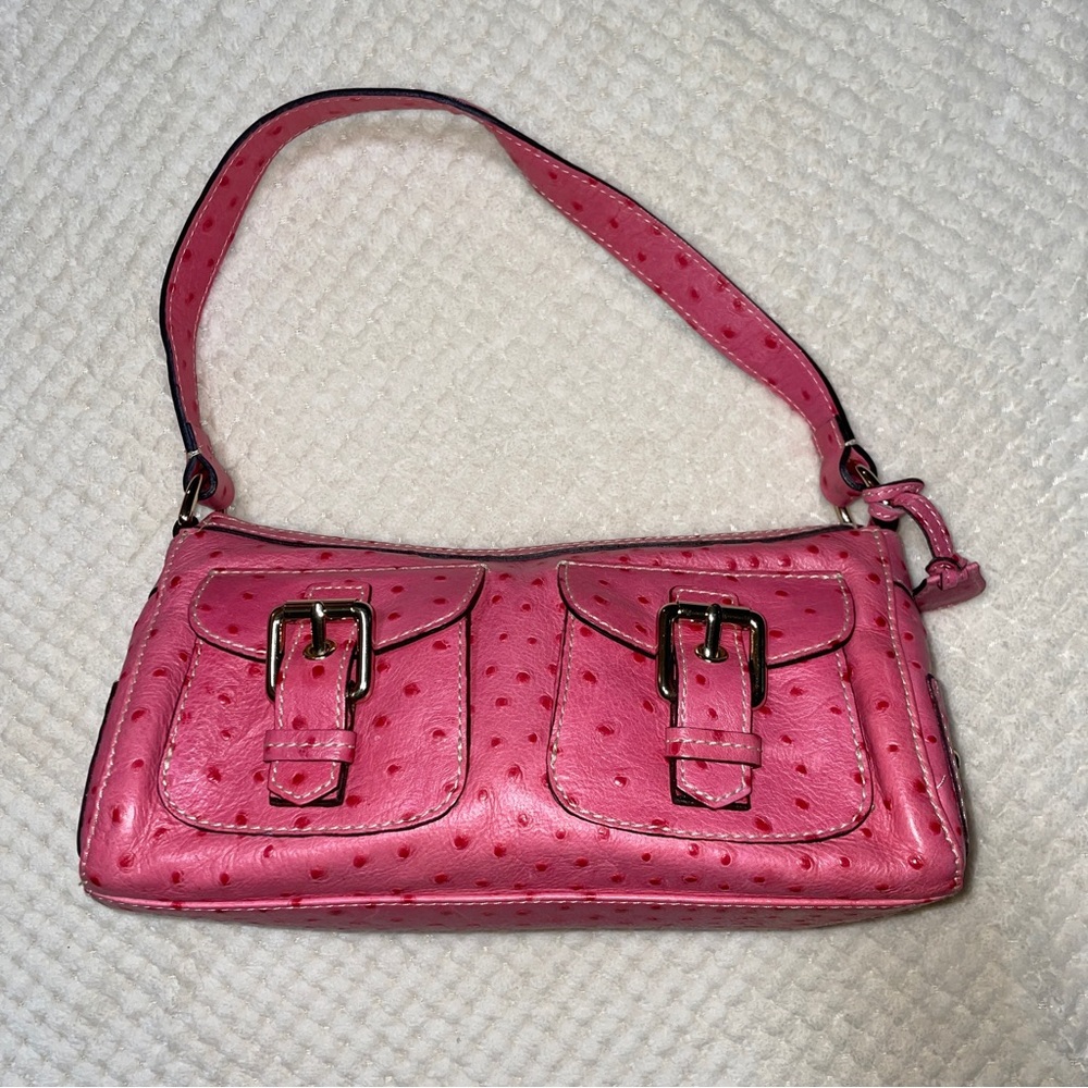 Dooney & Bourke Pink Ostrich Leather Mini Shoulder Bag